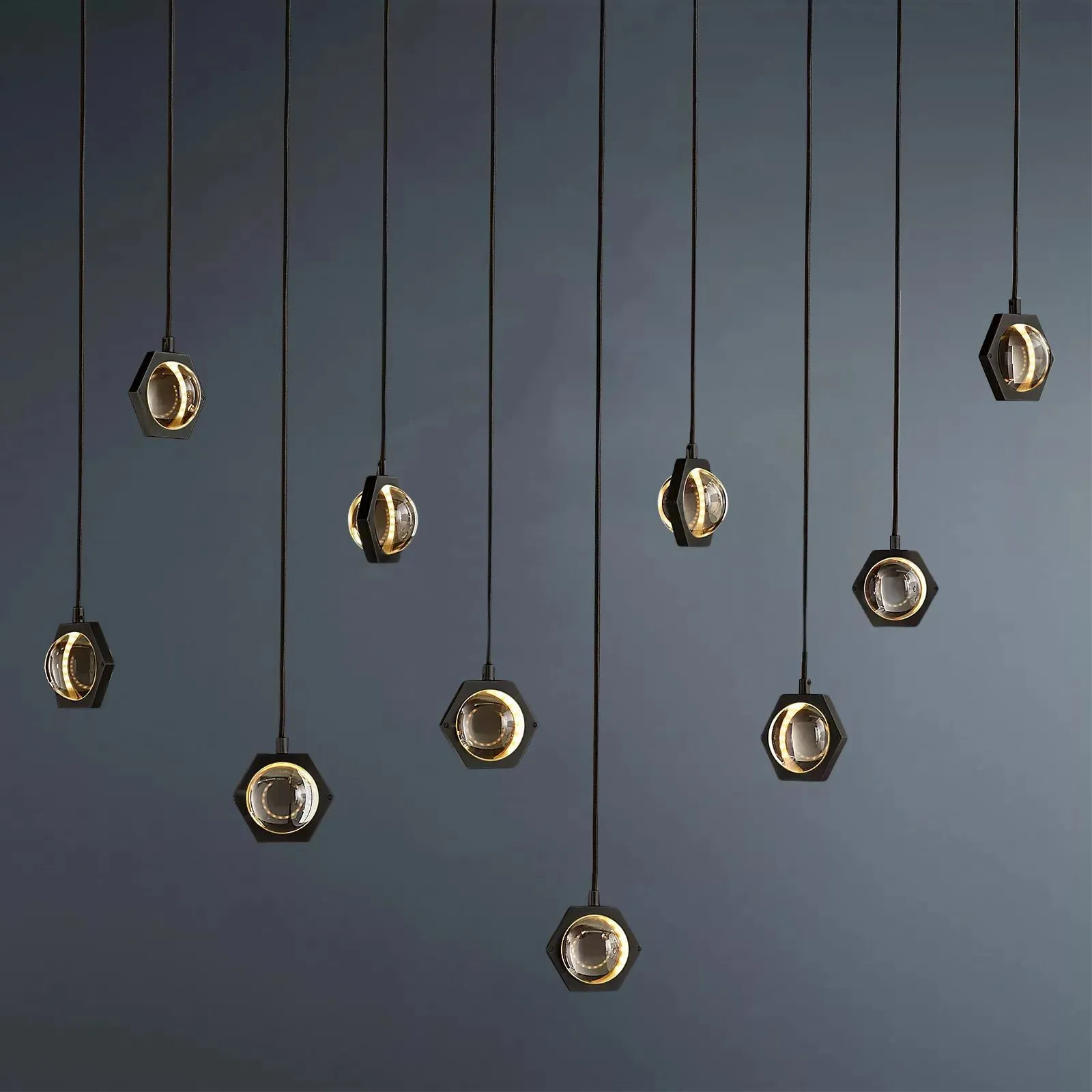 Eclatant Crystal Ball Rectangular Linear Chandelier 54"