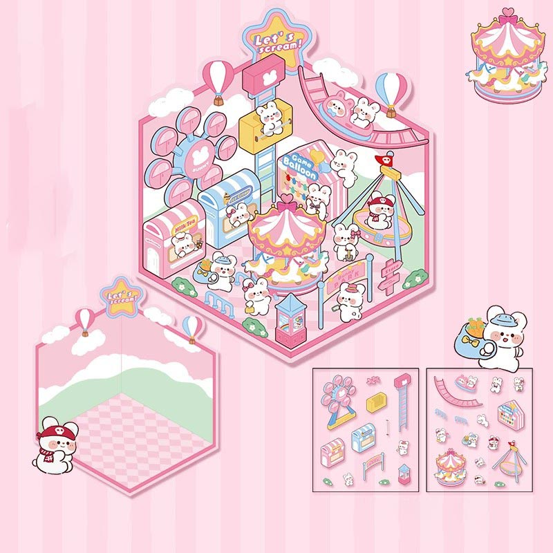 Wonderful Shop DIY 3D Scene Stickers 4 Cute Miniature Scenes