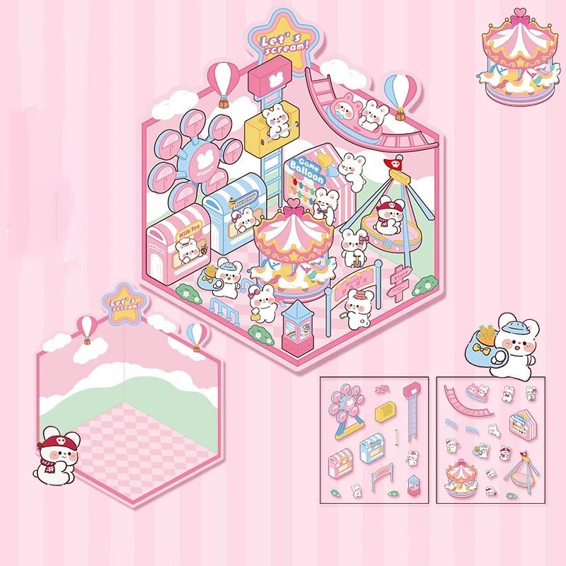 Wonderful Shop DIY 3D Scene Stickers 4 Cute Miniature Scenes