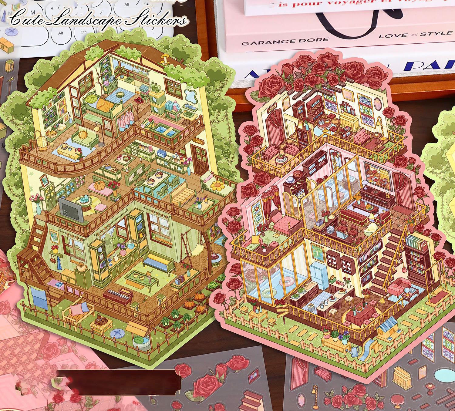 Olden Home DIY 3D Scene Stickers - 2 Cute Miniature Scenes