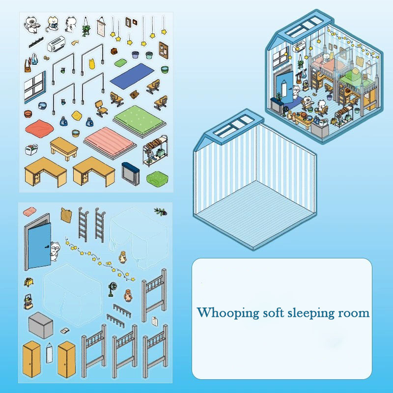 Cat Academy DIY 3D Sticker Collection - 4 Cute Miniature Scene