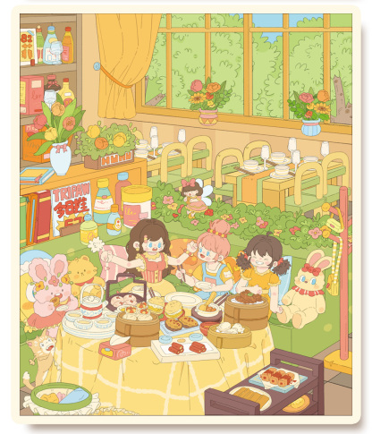 A Day in the Life DIY 3D Sticker Collection - 4 Cute Miniature Scenes