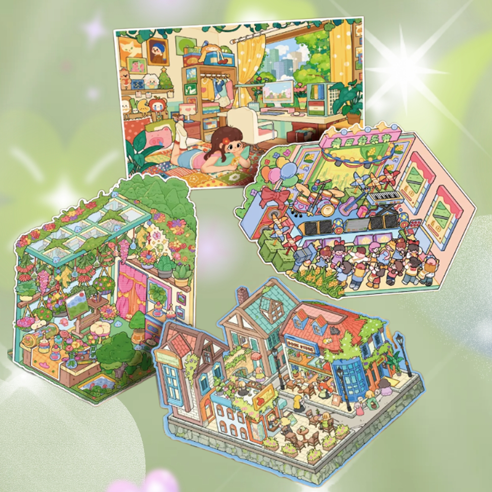 Alice's journey 3D Sticker Collection -  4 Cute Miniature Scenes