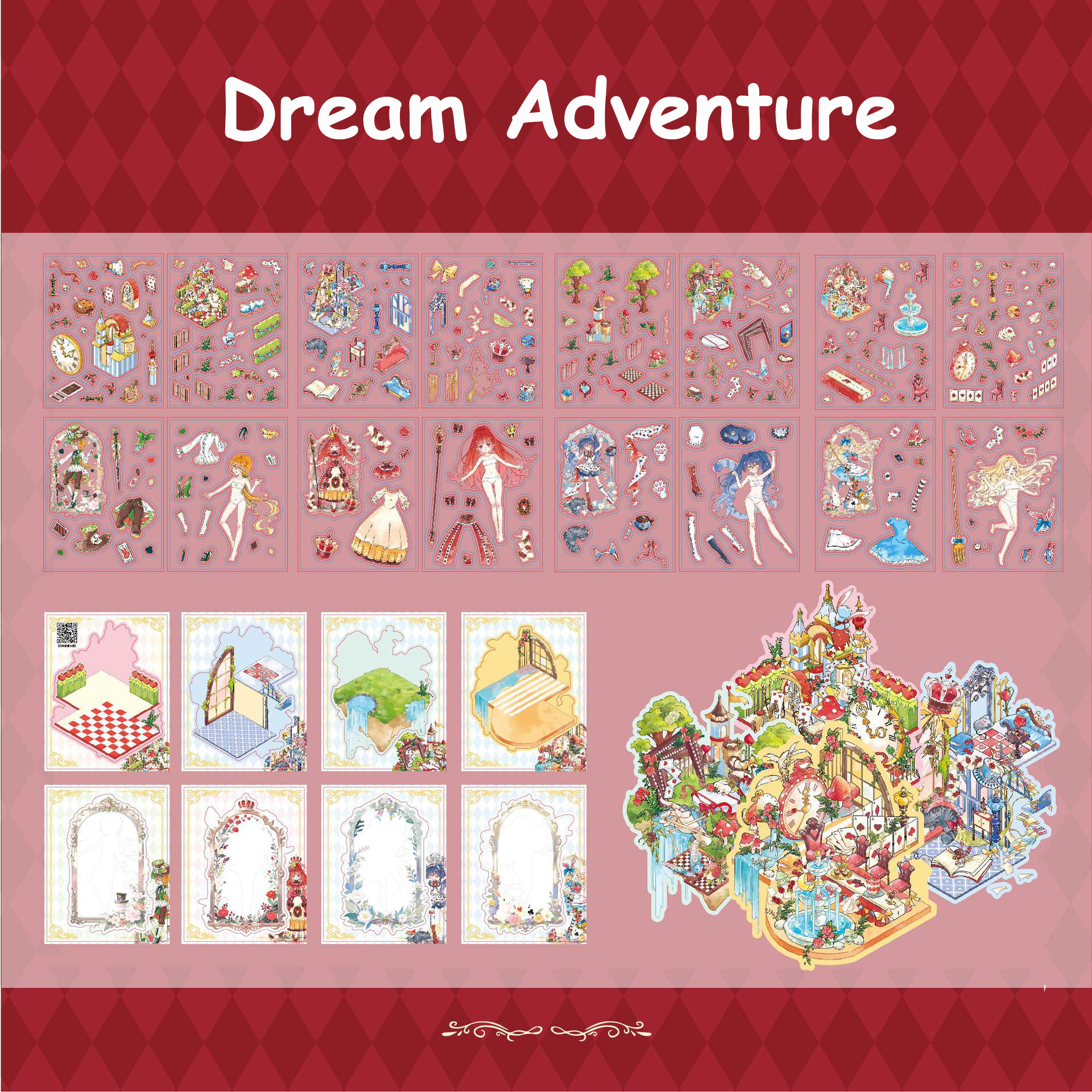 Fantasy Journey Series DIY 3D Scene Mini Stickers - 4 Cute Miniature Scenes