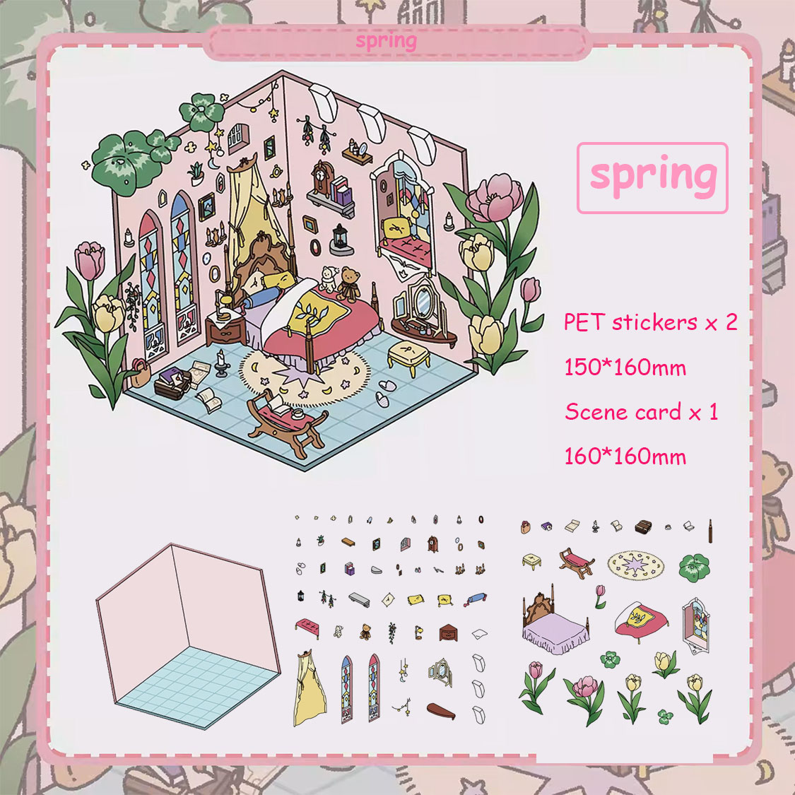 Four Seasons Magic DIY 3D Sticker Collection - 4 Cute Miniature Scenes