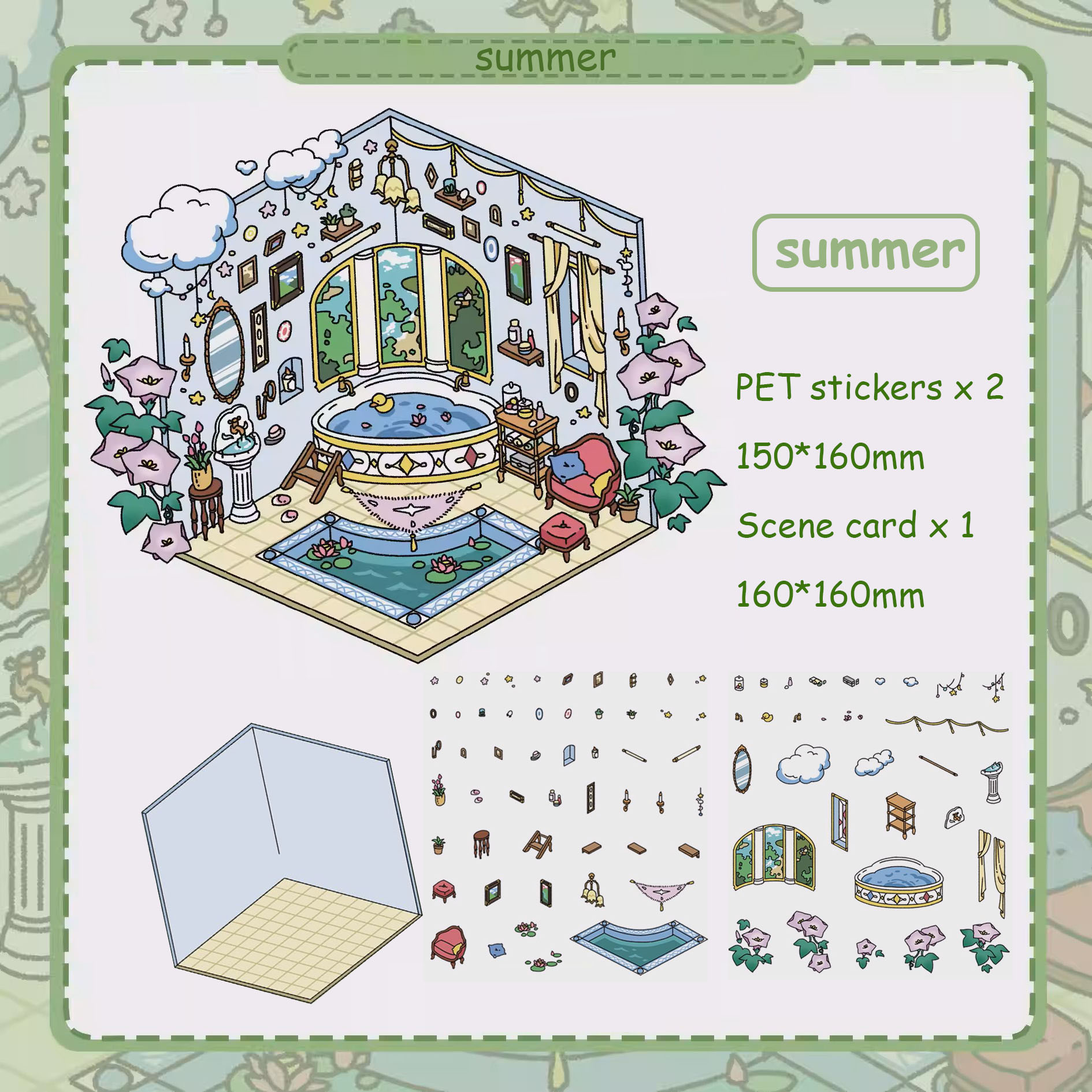 Four Seasons Magic DIY 3D Sticker Collection - 4 Cute Miniature Scenes