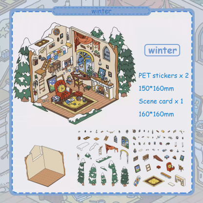 Four Seasons Magic DIY 3D Sticker Collection - 4 Cute Miniature Scenes