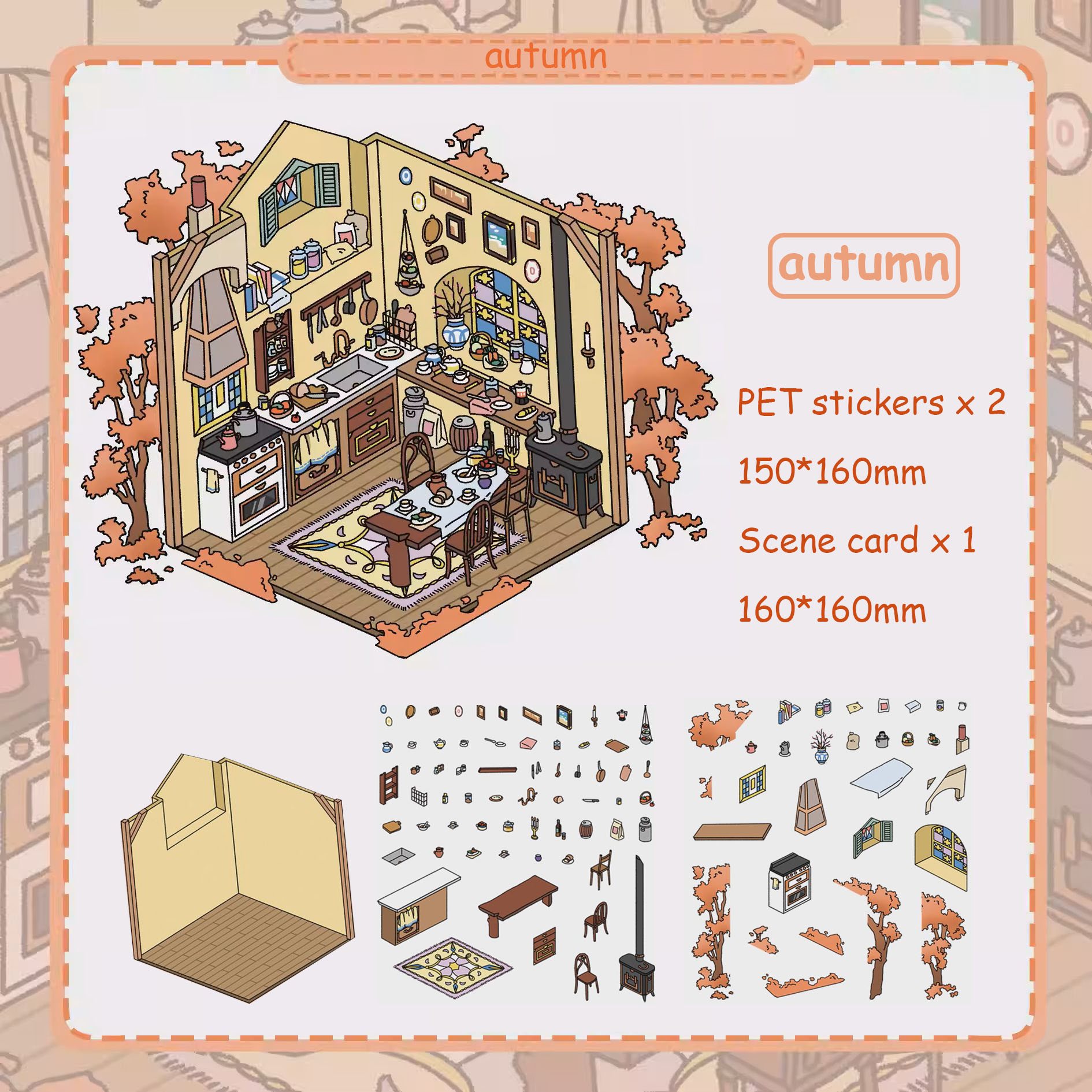 Four Seasons Magic DIY 3D Sticker Collection - 4 Cute Miniature Scenes