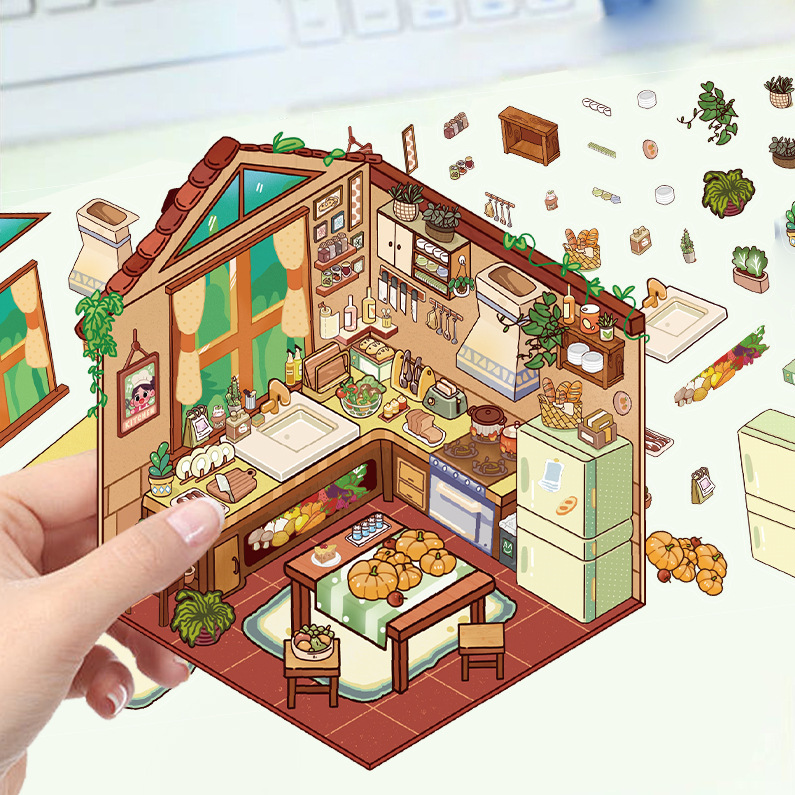 Mystic Dreams Series DIY 3D Scene Stickers - 4 Cute Miniature Scenes