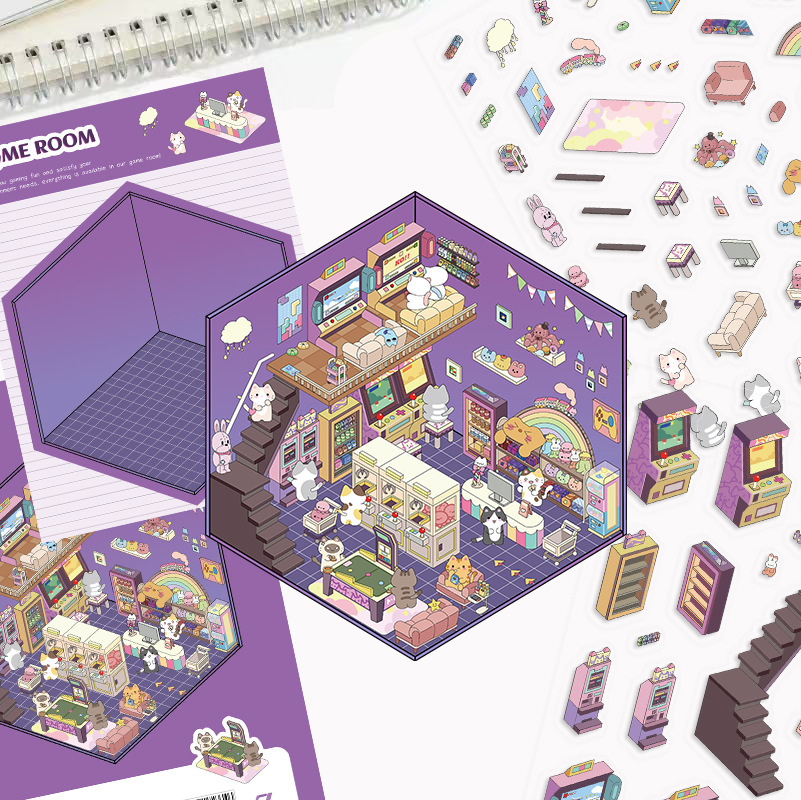 Mystic Dreams Series DIY 3D Scene Stickers - 4 Cute Miniature Scenes