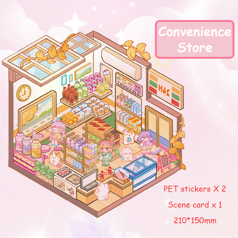 The Store Collection DIY 3D Sticker Collection - 4 Cute Miniature Scenes