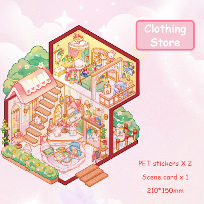 The Store Collection DIY 3D Sticker Collection - 4 Cute Miniature Scenes