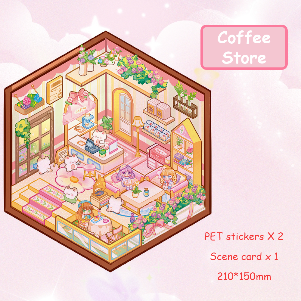 The Store Collection DIY 3D Sticker Collection - 4 Cute Miniature Scenes