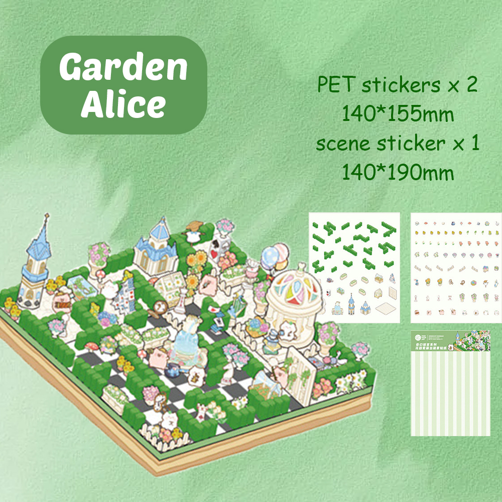Fantasy Maze DIY 3D Sticker Collection - 4 Cute Miniature Scenes