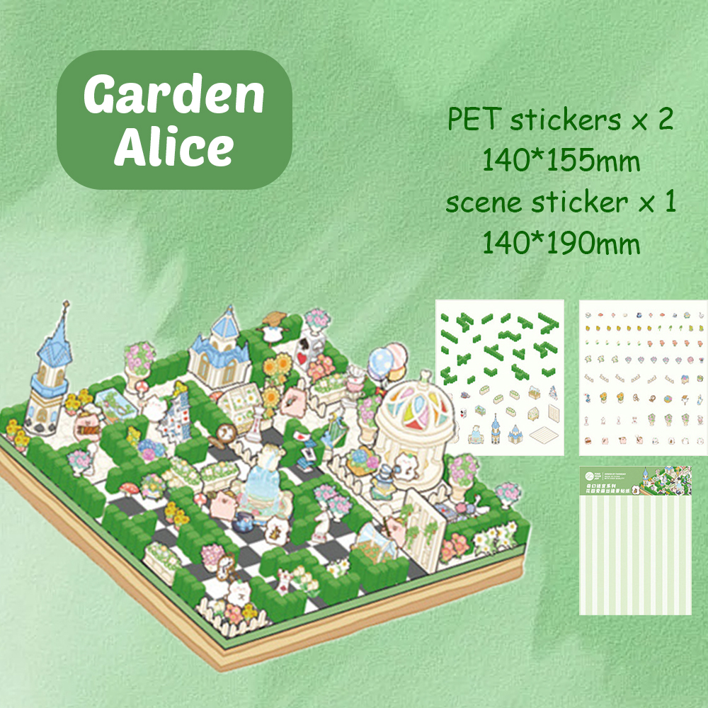 Fantasy Maze DIY 3D Sticker Collection - 4 Cute Miniature Scenes