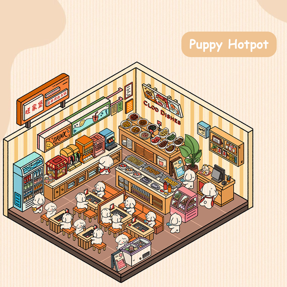 Puppy World DIY 3D Sticker Collection - 4 Cute Miniature Scenes