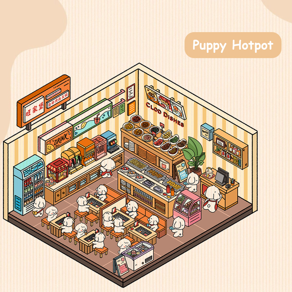 Puppy World DIY 3D Sticker Collection - 4 Cute Miniature Scenes