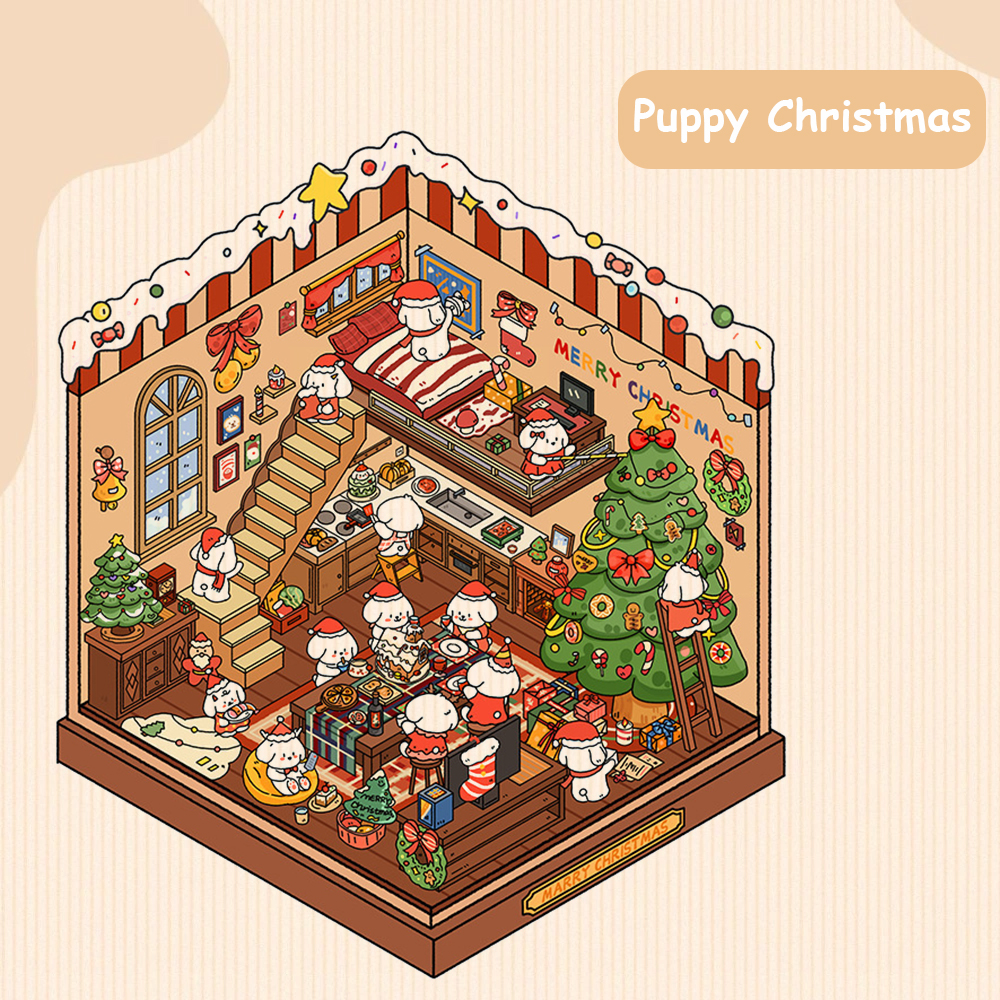 Puppy World DIY 3D Sticker Collection - 4 Cute Miniature Scenes