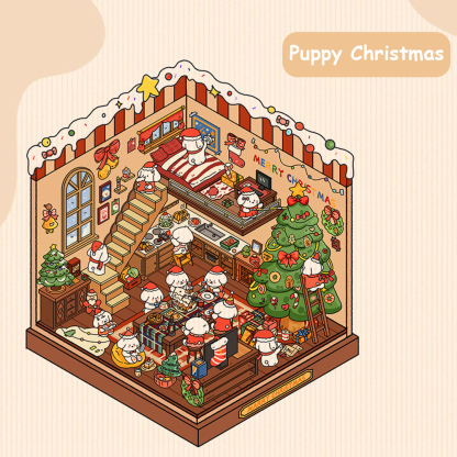 Puppy World DIY 3D Sticker Collection - 4 Cute Miniature Scenes