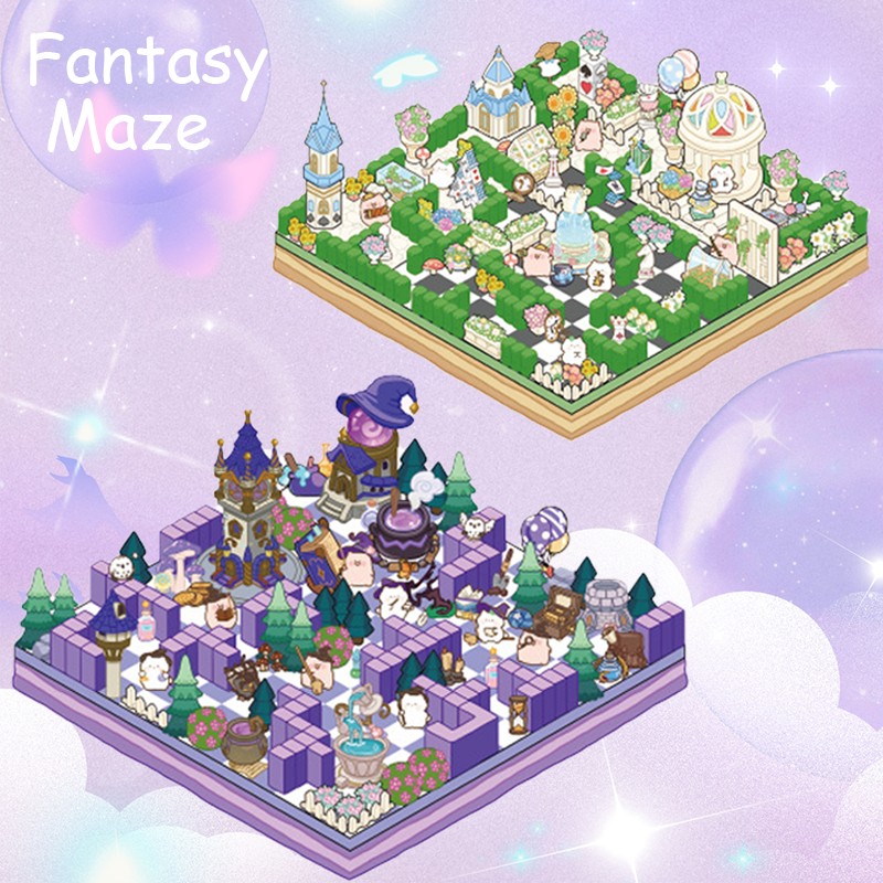 Fantasy Maze DIY 3D Sticker Collection - 4 Cute Miniature Scenes
