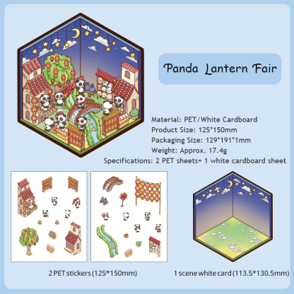 Panda House DIY 3D Scene Stickers - 4 Cute Miniature Scenes