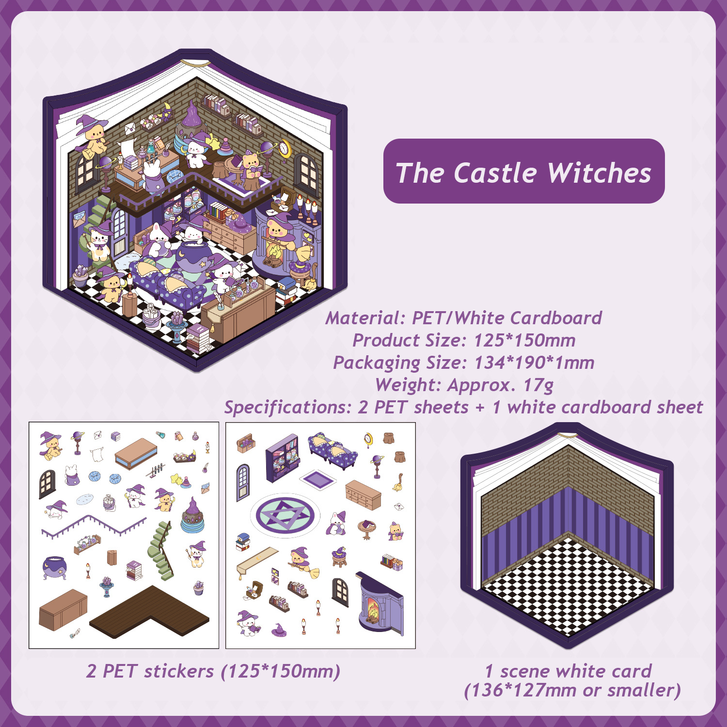 Magic Phantom Series DIY 3D Sticker Collection - 4 Cute Miniature Scenes