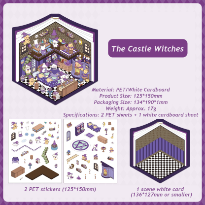 Magic Phantom Series DIY 3D Sticker Collection - 4 Cute Miniature Scenes