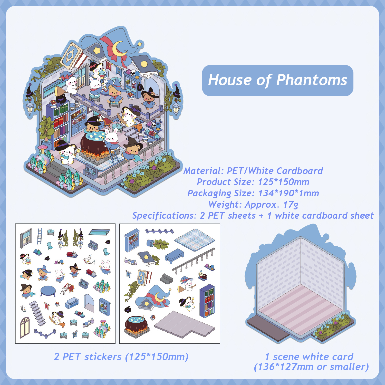 Magic Phantom Series DIY 3D Sticker Collection - 4 Cute Miniature Scenes