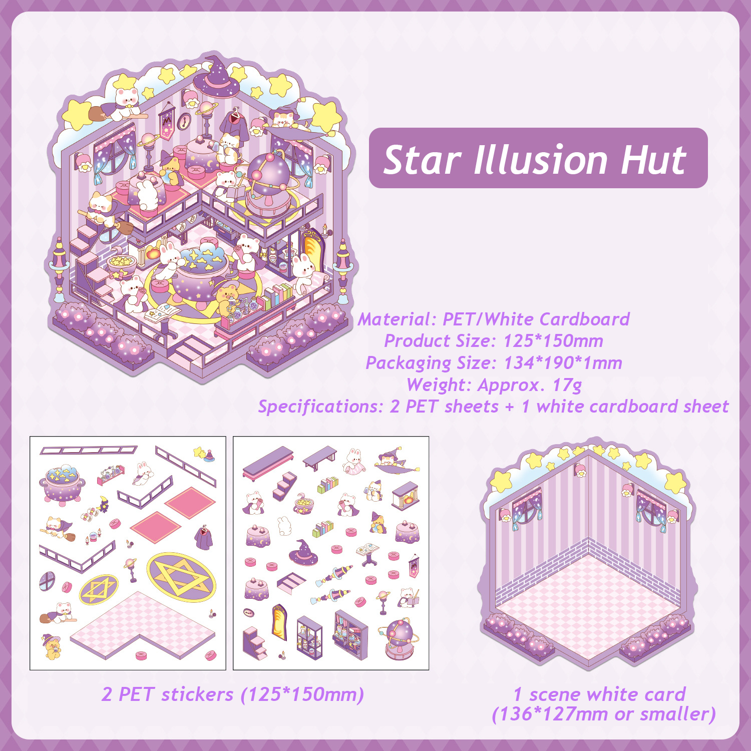 Magic Phantom Series DIY 3D Sticker Collection - 4 Cute Miniature Scenes