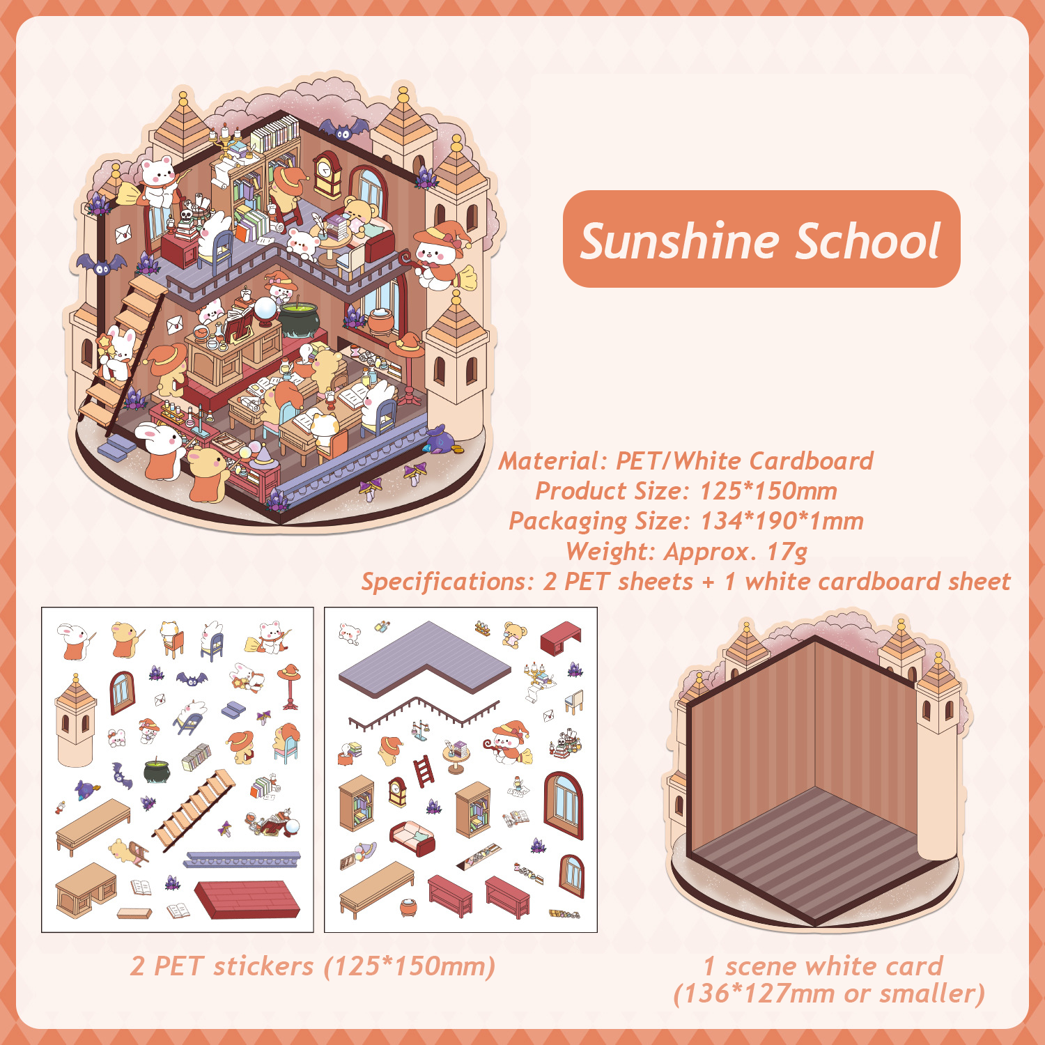 Magic Phantom Series DIY 3D Sticker Collection - 4 Cute Miniature Scenes