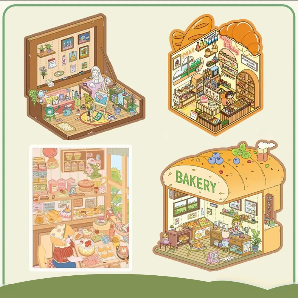 Honey moments DIY 3D Sticker Collection - 5 Cute Miniature Scenes