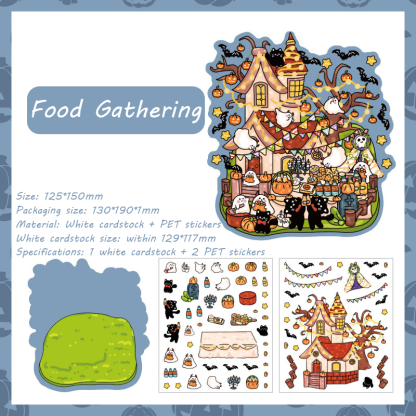 Halloween Gathering DIY 3D Sticker Collection - 4 Cute Miniature Scenes