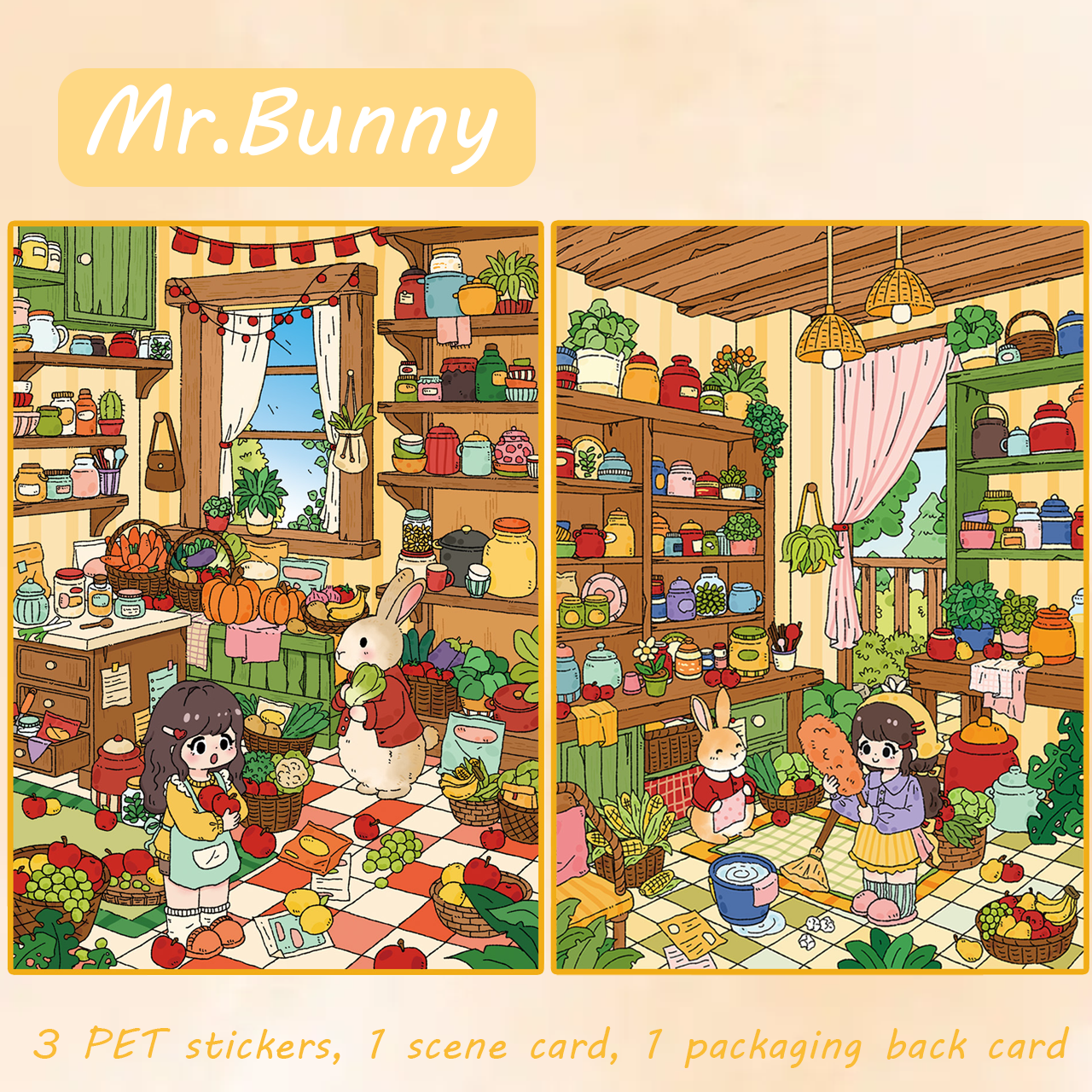 Mr.Bunny DIY 3D Scene Stickers - 2 Cute Miniature Scenes