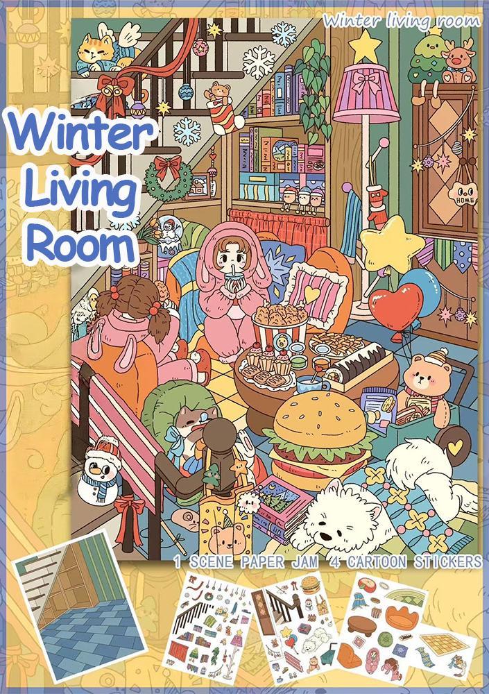 Four Seasons Cozy Nook DIY 3D Scene Stickers - Miniature Scene