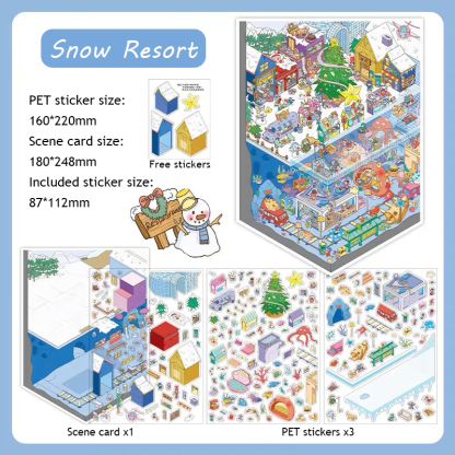 Resort Series DIY 3D Sticker Collection - 2 Cute Miniature Scenes