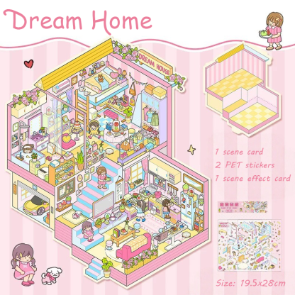 Magic Base DIY 3D Scene Stickers Lovely Miniature Scenes