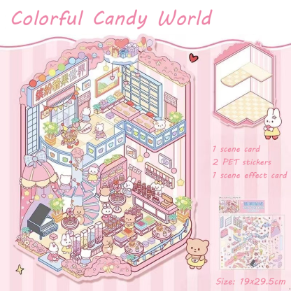 Magic Base DIY 3D Scene Stickers Lovely Miniature Scenes