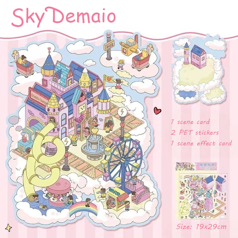 Magic Base DIY 3D Scene Stickers Lovely Miniature Scenes