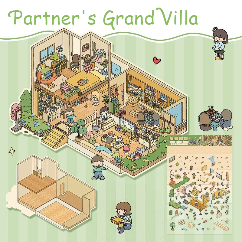 Townhouse Party Collection Scene Stickers - 4 Cute Miniature Scenes