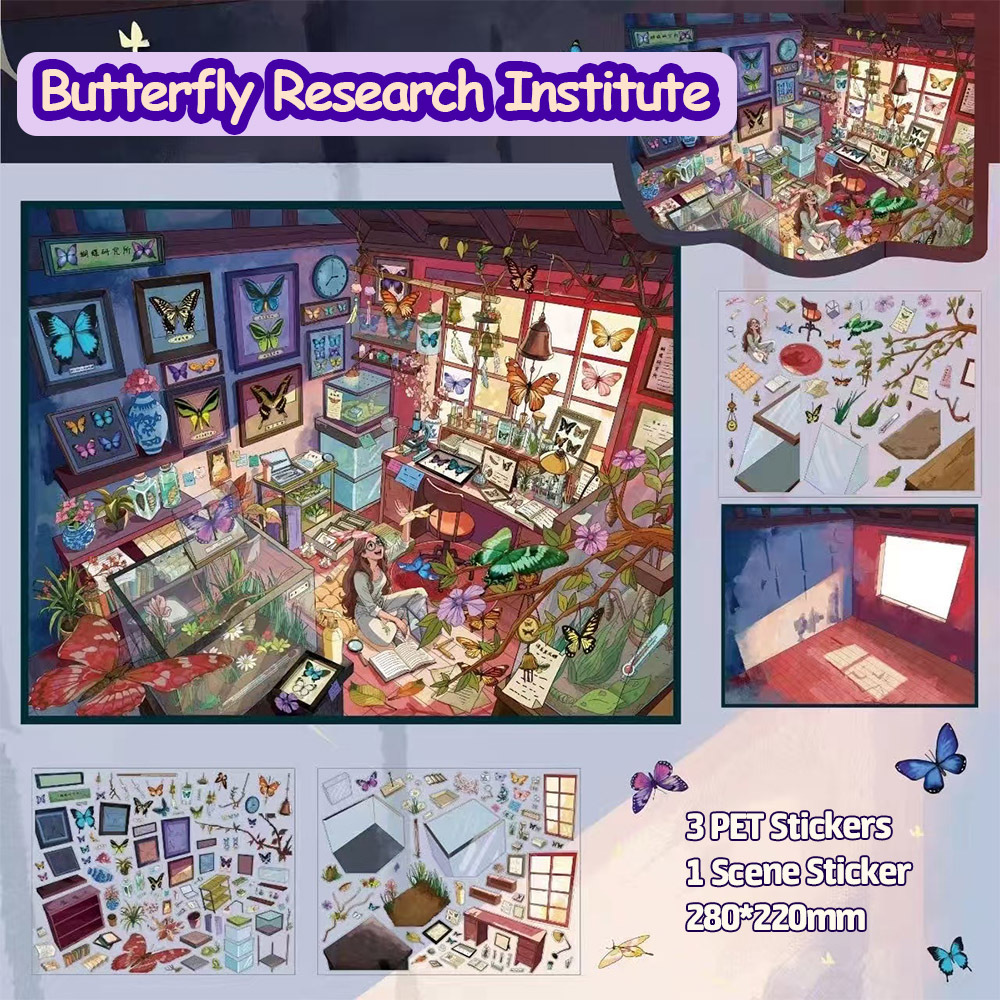 Butterfly Museum DIY 3D Sticker Collection - 3 Cute Miniature Scenes