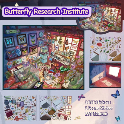 Butterfly Museum DIY 3D Sticker Collection - 3 Cute Miniature Scenes