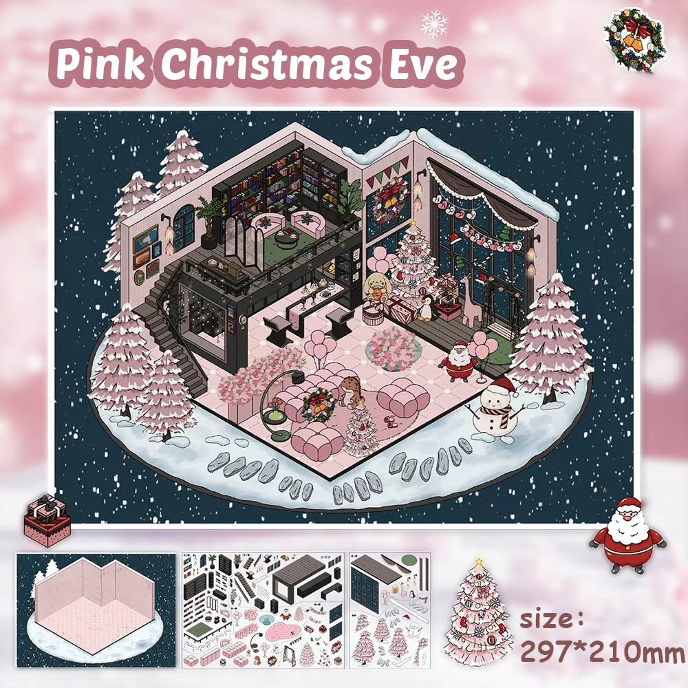 Xmas Eve DIY 3D Sticker Collection - 3 Cute Miniature Scenes
