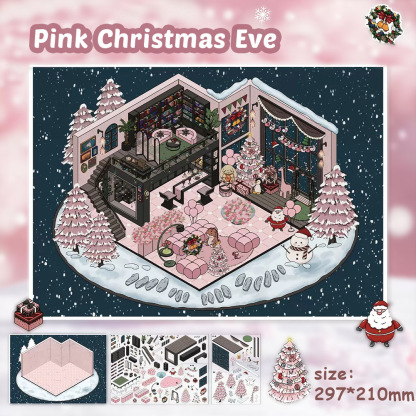 Xmas Eve DIY 3D Sticker Collection - 3 Cute Miniature Scenes