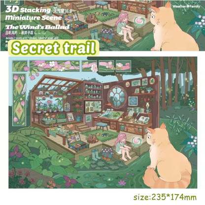 Wind Breath DIY 3D Scene Stickers - 4 Miniature Scenes