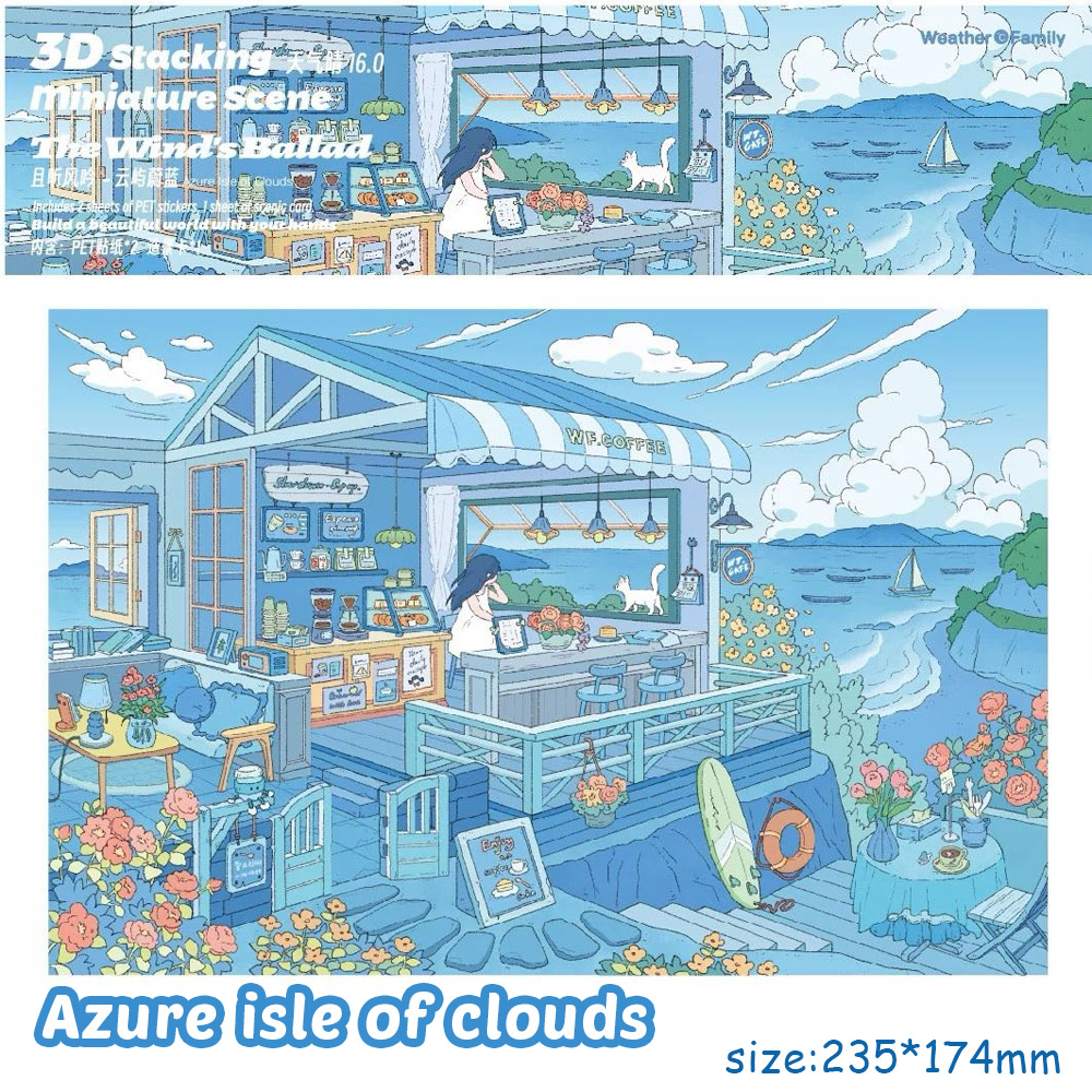 Wind Breath DIY 3D Scene Stickers - 4 Miniature Scenes