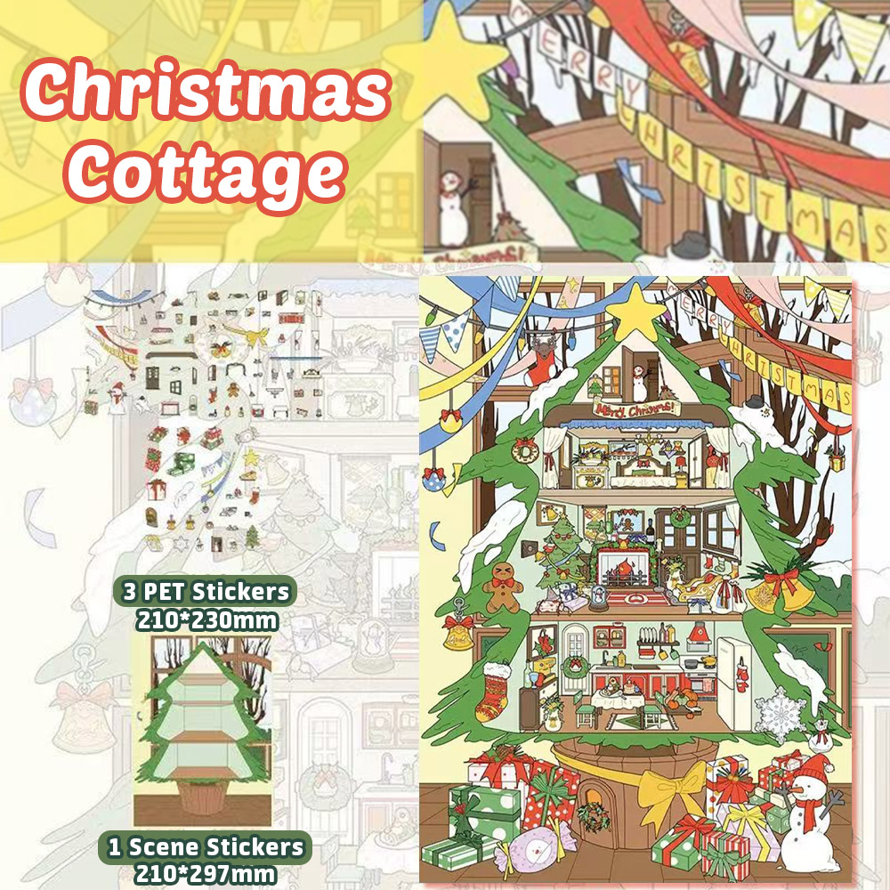 Christmas Cottage DIY 3D Sticker Collection - Cute Miniature Scene