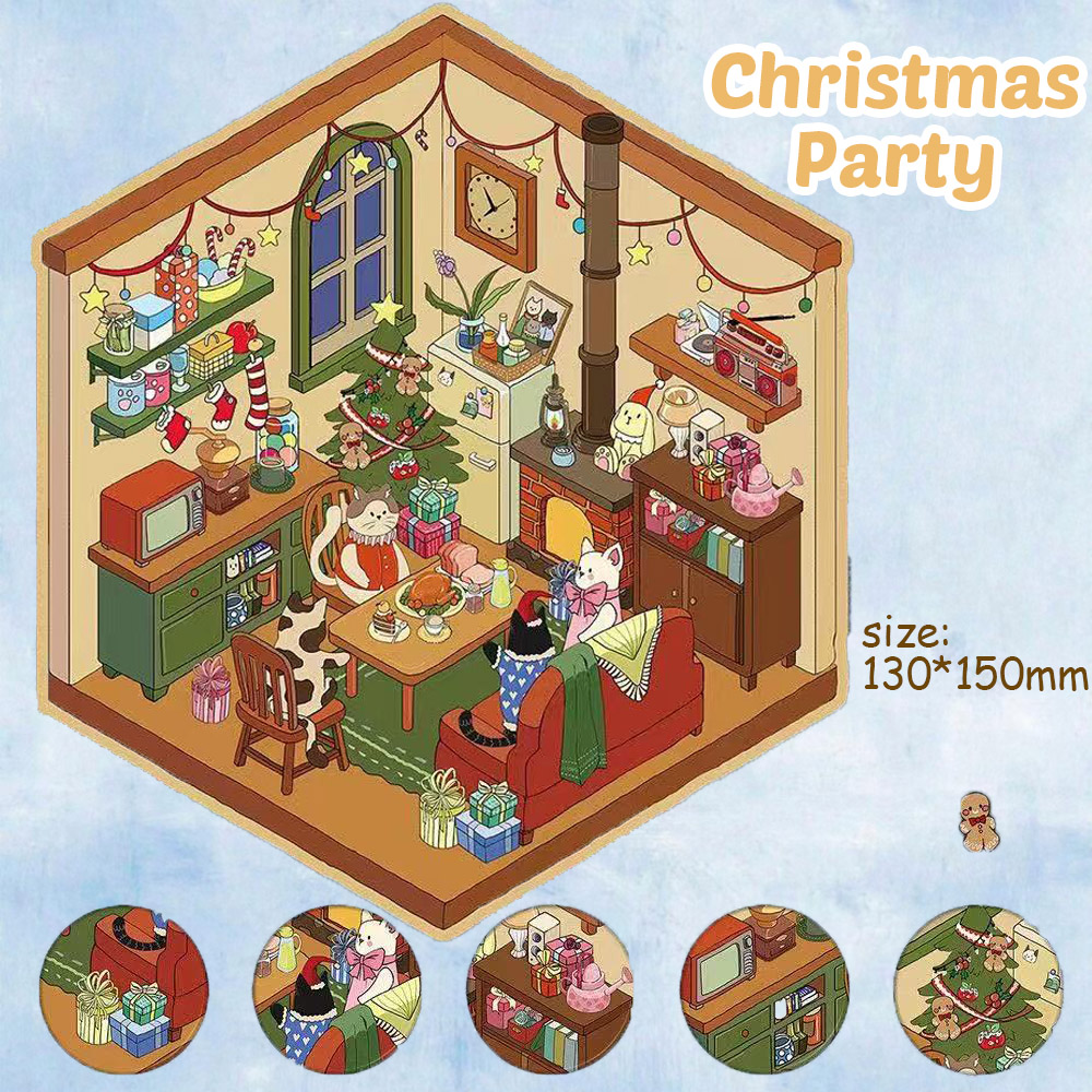 Christmas Party DIY 3D Sticker Collection - Cute Miniature Scene