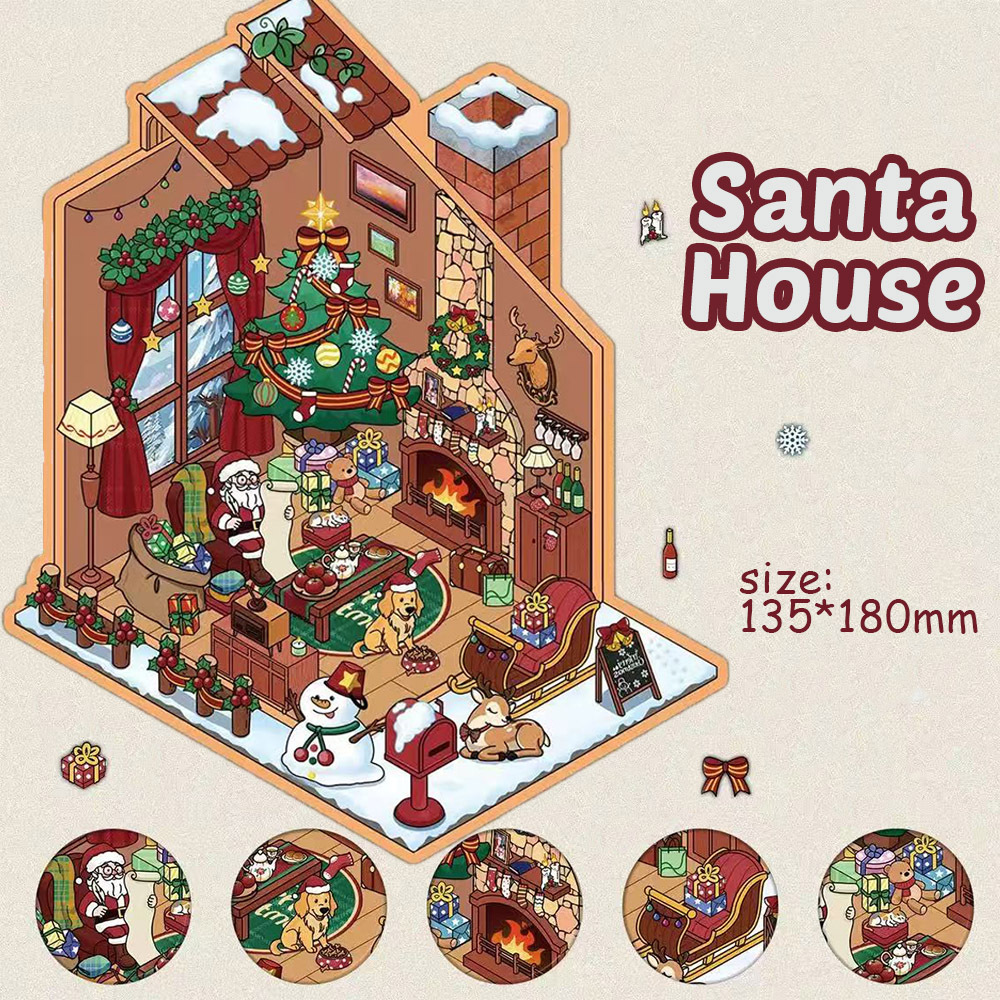 Christmas Gathering DIY 3D Sticker Collection - Cute Miniature Scene