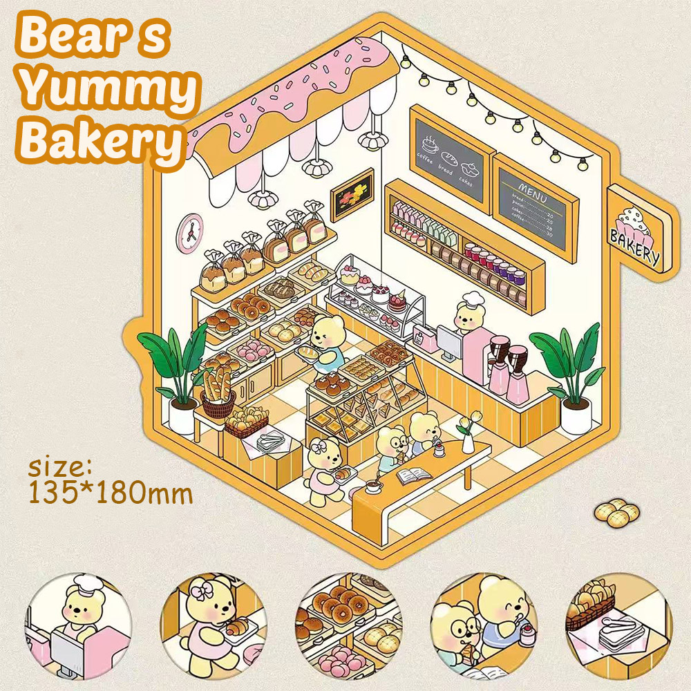 Bear’s Yummy Bakery DIY 3D Sticker Collection - Cute Miniature Scene