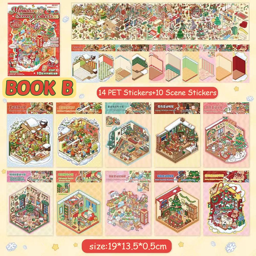 Christmas Books DIY 3D Scene Stickers - Cute Miniature Scene